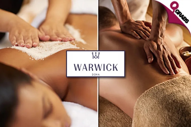 From QR140 Enjoy a Body Scrub OR Body Massage OR Both - Choice for Men or Women from Warwick Spa! (Up to QR520 Value)